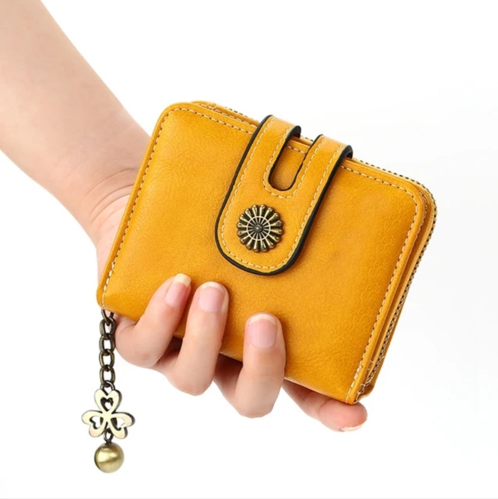 NEENA Small Womens Wallet Leather Bifold CardHolder with Zipper Coin Pocket